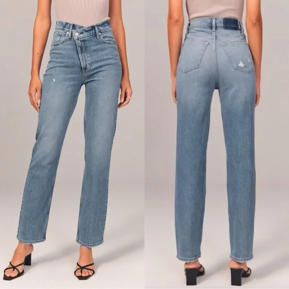 SOLD | Abercrombie & Fitch The ‘90s Straight Ultra High Rise Jeans Criss-Cross - Picture 1 of 15